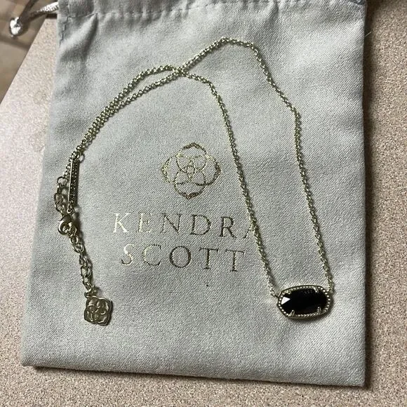 KENDRA Scott Elisa Pendant Necklace Black Stone Gold Necklace - Picture 5 of 9